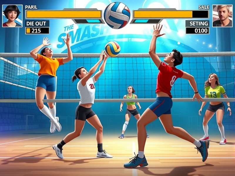 Power Smash Elite gameplay screenshot showing intense volleyball action